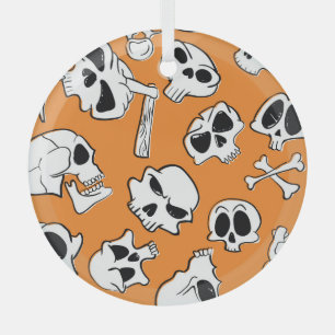 Ornement En Verre Halloween Skulls Bones DoodMotif