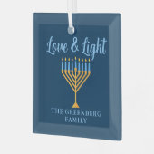 Ornement En Verre Hanoukka Love & Light Custom Gold Menorah (Avant gauche)