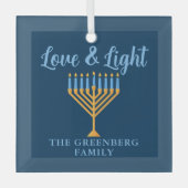 Ornement En Verre Hanoukka Love & Light Custom Gold Menorah (Recto)