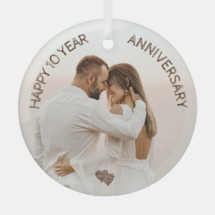 Ornement En Verre Happy 10 Years Anniversary Heart