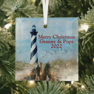 Ornement En Verre Hatteras Lighthouse OBX Beach Noël -