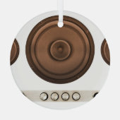 Ornement En Verre Haut-parleurs rétro : brun, blanc isolé. (Verso)