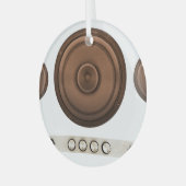 Ornement En Verre Haut-parleurs rétro : brun, blanc isolé. (Avant gauche)