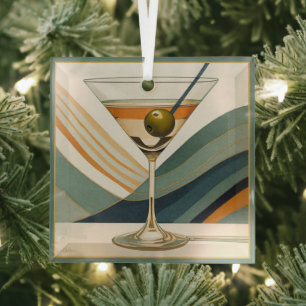 Ornement En Verre Heure du cocktail Martini du milieu du XXe siècle