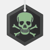 Ornement en verre hexagone de Crâne vert (Recto)