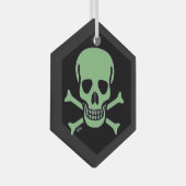 Ornement en verre hexagone de Crâne vert (Avant droite)
