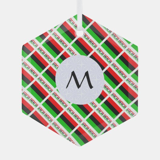 Ornement En Verre Hexagone initial avec drapeau afro-américain (Recto)