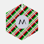 Ornement En Verre Hexagone initial avec drapeau afro-américain (Verso)