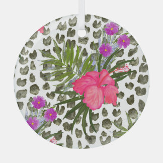 Ornement En Verre Hibiscus Animal : Aquarelle Motif sans joint.