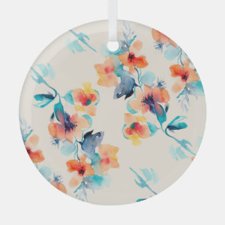 Ornement En Verre Hibiscus Flowers : Motif d'illustration aquarelle