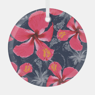 Ornement En Verre Hibiscus Tropical Fleurs été Design