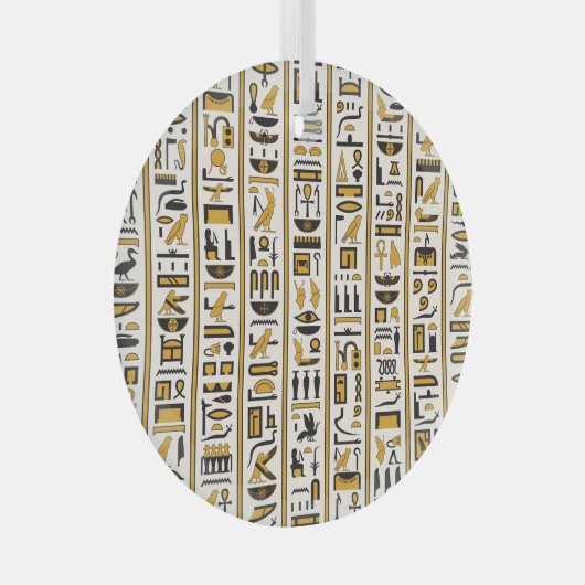 Ornement En Verre Hiéroglyphes égyptiens : Jaune-Noir Sans Seamless. (Avant droite)