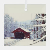 ORNEMENT EN VERRE HIVER SUR LE PONT COUVERT (Verso)