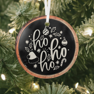 Ornement En Verre Ho Ho Ho Typographie Garder l'arbre de saké
