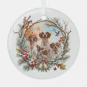 Ornement En Verre Holiday Cheer With a Brittany Spaniel (Recto)