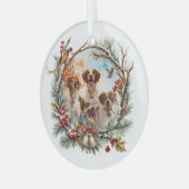 Ornement En Verre Holiday Cheer With a Brittany Spaniel (Avant gauche)