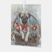 Ornement En Verre Holiday Pug with Ornaments Cute (Avant gauche)