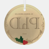 Ornement En Verre Holly Berry Gold Nom de la graduation (Verso)