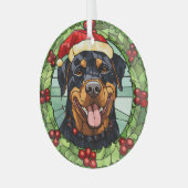 Ornement En Verre Holly Border Père Noël Rottweiler Chien Noël (Avant gauche)