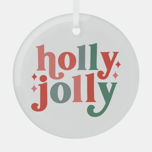 Ornement En Verre Holly Jolly - Typographie des Fêtes Rétro (Recto)