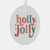 Ornement En Verre Holly Jolly - Typographie des Fêtes Rétro (Avant droite)