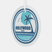 Ornement En Verre Hollywood Beach Floride Palm Tree Birds (Avant gauche)