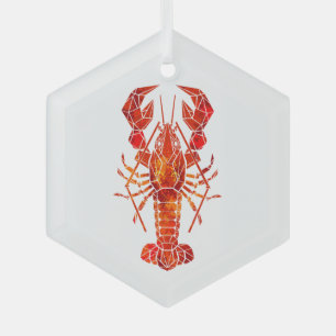 Ornement En Verre Homard polygonal rouge