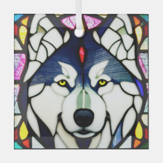 Ornement En Verre Huskie Sibérien "Verre Tiré" (Recto)
