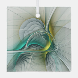 Ornement En Verre Hypnotique Abstrait Golden Turquoise Turquoise Fra