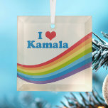 Ornement En Verre I Love Kamala Harris Cute Rainbow Christmas<br><div class="desc">Un beau cadeau de Noël en arc-en-ciel de Kamala Harris pour une féministe démocrate qui aime les femmes fortes et les modèles féminins en politique. J'Aime Kamala.</div>
