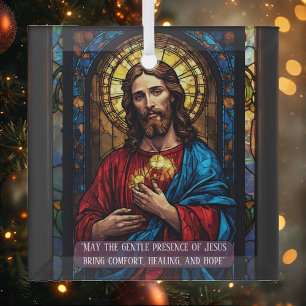 Ornement En Verre Icône de Jésus Citations de Noël religieuses de gu