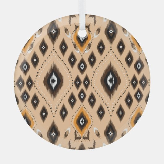 Ornement En Verre Ikat Ethnic Geometry Folklore Motif (Recto)