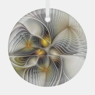 Ornement En Verre Illusion Optique Abstrait 3D Fractal Avec Profonde