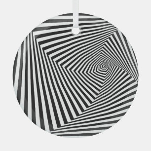 Ornement En Verre Illusion optique : Abstraite géométrique rayée.