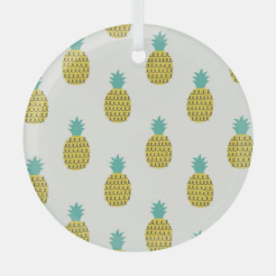 Ornement En Verre Illustration amusante Vintage ananas sans voile.