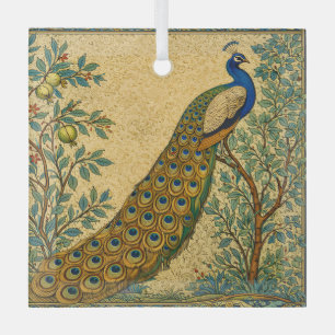Ornement En Verre Illustration botanique de paon Art Nouveau