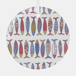 Ornement En Verre Illustration de poisson mignon : Enfants Arrière -