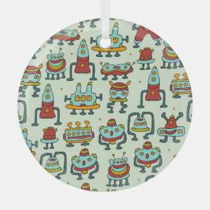Ornement En Verre Illustration du Motif Vintage des Aliens robots