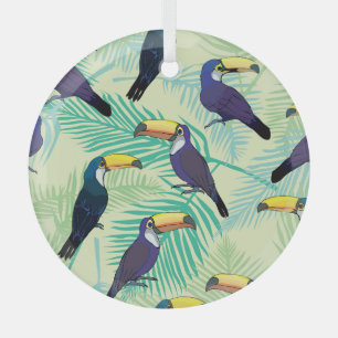 Ornement En Verre Illustration Toucan Vintage, Colorée.