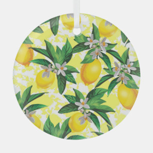 Ornement En Verre Imaginaire citron : Motif Floral Créatif