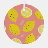 Ornement En Verre Impression de citron, motif d'été brillant et tran (Verso)