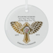 Ornement En Verre In Love Memory Photo Keepsaké Croix avec ailes (Recto)