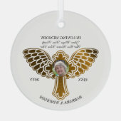 Ornement En Verre In Love Memory Photo Keepsaké Croix avec ailes (Verso)