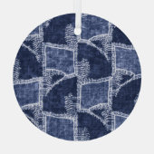 Ornement En Verre Indigo Patchwork : Texturé Checked Elegance (Verso)