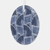 Ornement En Verre Indigo Patchwork : Texturé Checked Elegance (Avant gauche)