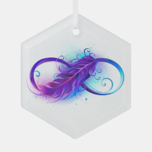 Ornement En Verre Infinity with purple feather