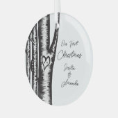 Ornement En Verre Initiales sculptées sur des couples d'arbres (Avant gauche)