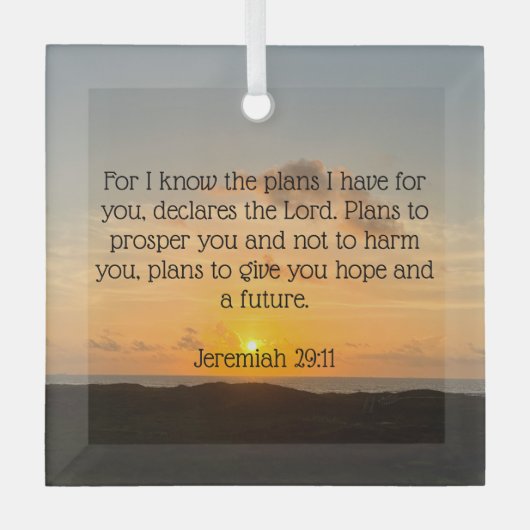 Ornement En Verre Inspirational Bible Verse Jérémie 29:11 Noël (Recto)