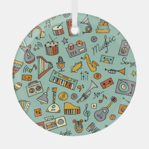 Ornement En Verre Instruments de musique, motif de croquis vintage.