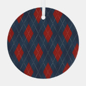 Ornement En Verre Jacquard Royal Bleu Motif de Noël (Verso)